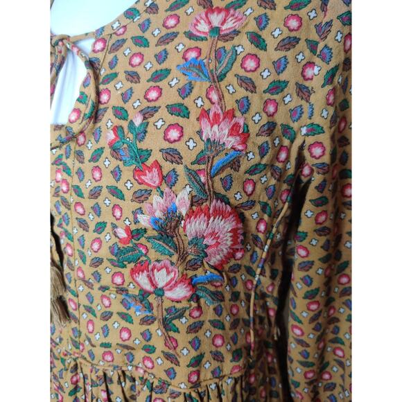 April Cornell Safflower Embroidered Maxi Dress Pockets Prairie Cottage - XXS - Picture 13 of 16